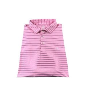 Rhoback Light Pink Navy Striped S/S Performance Men's Golf Polo Size 3XL